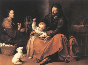 family portrait in a landscape Painting - The Holy Family 1650 Spanish Baroque Bartolome Esteban Murillo
